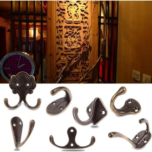 Antique Zinc Alloy Door Vintage Hooks for Clothes Coat Hat Bag Single Double Hanger Hook Bathroom Wall Hooks