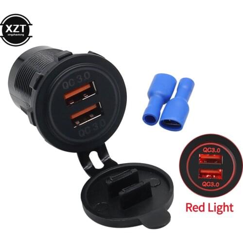 Car Quick Charger Dual QC 3.0 Power Socket Double USB Vehicle DC12V-24V Waterproof 2 Ports Charging For iPhone Android