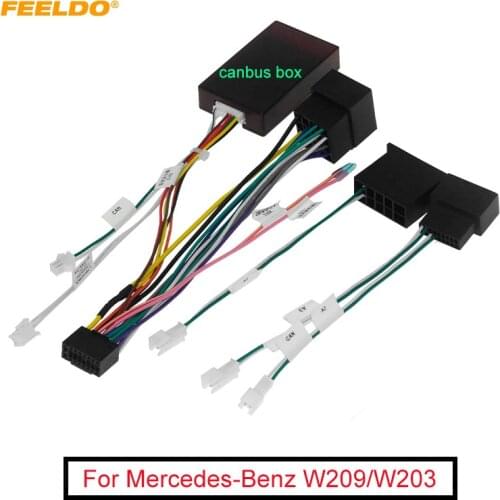 FEELDO Car 16pin Audio Wiring Harness Adapter With Canbus Box For Mercedes-Benz W209(02-06)/W203(01-04) Stereo Installation