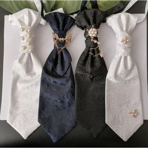 Free Shipping New Male mens Original design Diamond-studded white and black bow tie groom wedding tie female students necktie