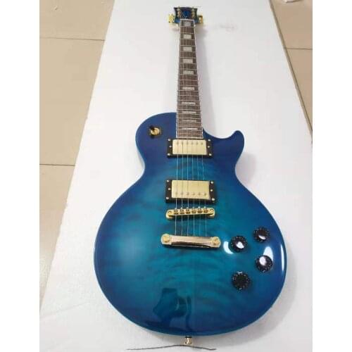 Free transportation, 6-string electric guitar, blue flower, mahogany fingerboard, can be customized