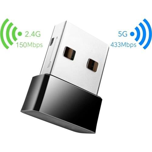 Wireless AC600Mbps USB WiFi5 Adapter 5G/2.4GHz Wi-Fi Dongle for Desktop/Laptop Nano Compatible with Windows XP/7/8/8.1/10 Mac OS