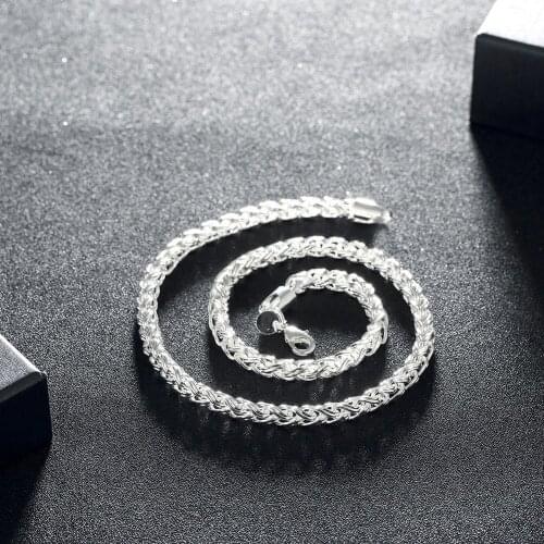 925 Sterling Silver 6mm 20inchs Twist Chain Necklace For Women Men Chokers Necklaces Jewelry Christmas Gift Hot Sale