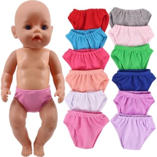 Cheap 12 Colors Panties For Baby New Born Clothes 43 cm 18 Inch American Doll Girl Toy Baby Doll Clothes Generation