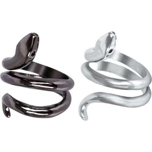 1PCS Retro Punk Exaggerated Spirit Snake Ring Fashion Personality Stereoscopic Snake Ring Adjustable Open Ring Jewelry