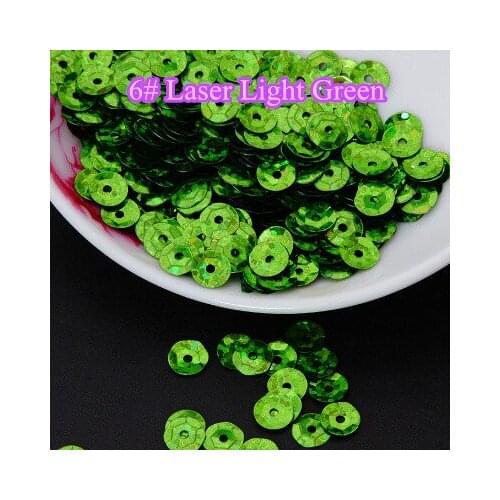 50g 8mm Cup Laser Bright Sequin Round Paillettes Sewing Hologram Sequins 6#Laser Light Green Confetti Spangles