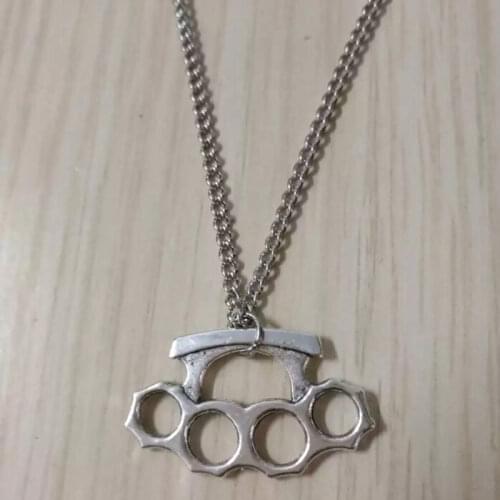 Brass Knuckle Dusters-Charms Pendant Fashion Jewelry Vintage Handmade Statement Sweater Chain Necklace Pendant Gift For Men