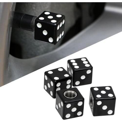 LEEPEE 4pcs Dice Shape Car Tire Air Valve Caps Tyre Wheel Dust Stem Bolt in Type Ventil Valve for Car Truck Motorcycle