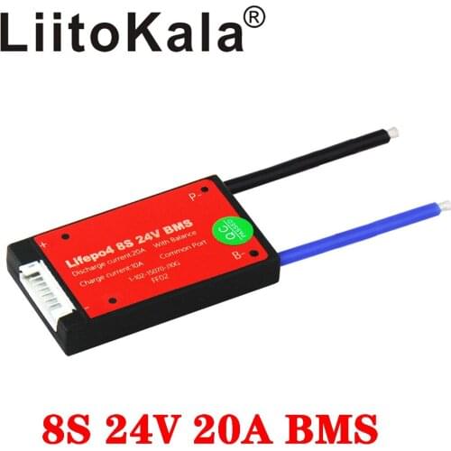 LiitoKala waterproof 8S 24v 29.6v 20A BMS lithium lipo 3.2V lifepo4 bms for electric scooter use