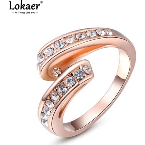 Lokaer Trendy Rhinestone Geometry Rings For Women Girls Pave Setting CZ Crystal Bohemia Party Rings Jewelry Anillo L2010280190