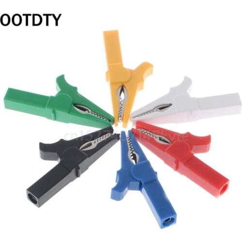 Best Price OOTDTY 6 Pcs 6 Colors 55mm Crocodile Alligator Clip For 4mm Male Banana Plug Connector
