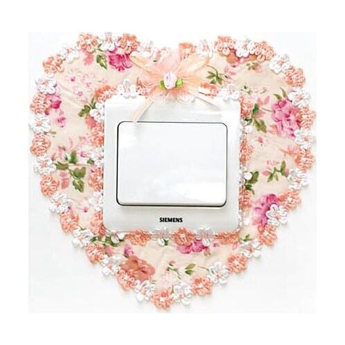 Lovely Switch Sticker Home Decor Cloth lace art decoration set wall stick socket set switch panel free shipping HK81