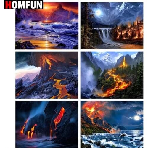 HOMFUN Full Square/Round Drill 5D DIY Diamond Painting "Vulkanische Landschap" Embroidery Cross Stitch 5D Home Decor Gift
