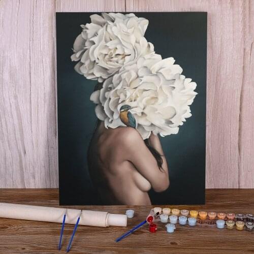 Flower Women Painting By Numbers Complete Kit Acrylic Paints 40*50 Painting On Canvas Wall Decoration Crafts For Handiwork