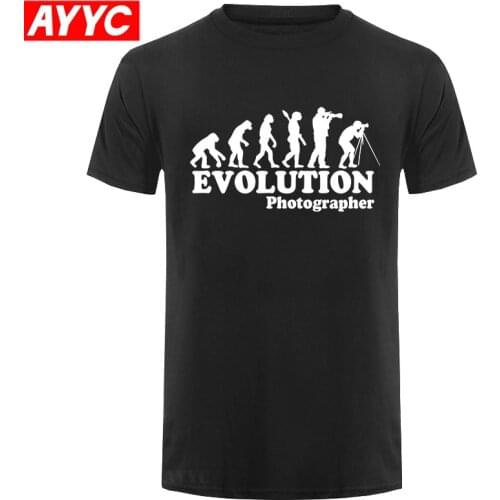 New Summer Photographer Evolution Men T shirt Funny Cameraman Men Cotton Short Sleeve T Shirts Photography Tees