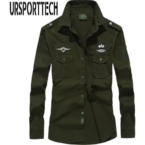 2020 New 100% Cotton Military Shirt Men Long Sleeve Casual Dress Shirt Men Tactical Shirts Male Cargo Work Shirt With Embroidery
