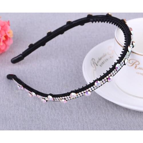 New Korean Style Simple Girl Headdress Headband Colorful Rhinestone Anti-skid Thin Hair Band for Women Fashion Hair Accessories
