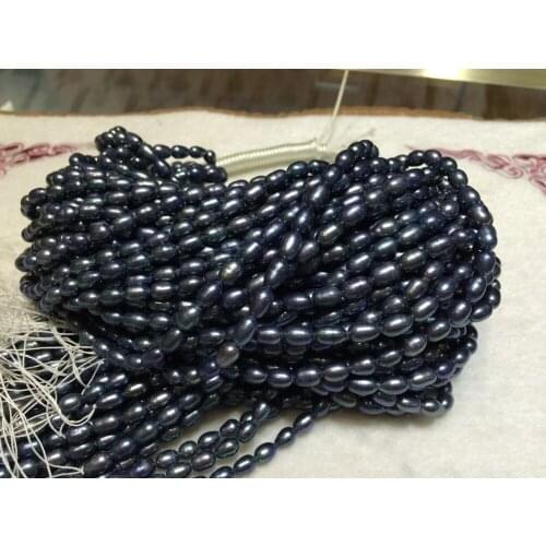 Wholesale 10 strands New natural freshwater black pearl grain shape loose beads 14.5 inches 6-7MM