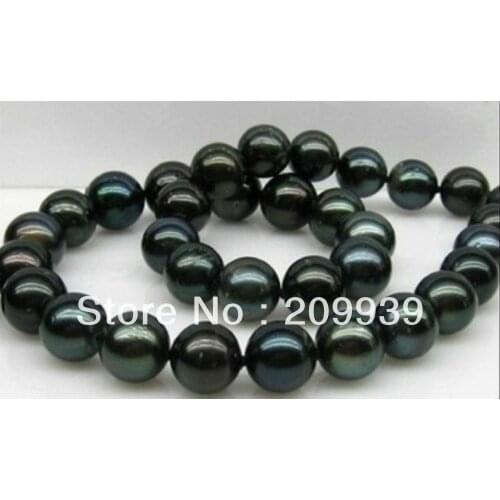 Free shipping 5 VERY CHARMING 18" 11-12MM AAA TAHITIAN BLACK PEARL NECKLACE