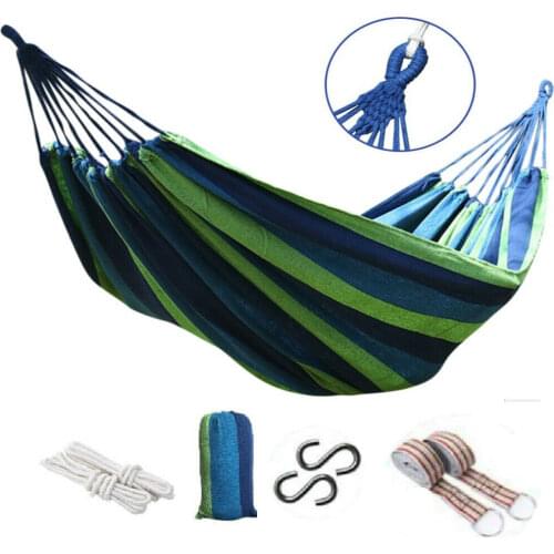 Portable Hammock Outdoor Hammock Garden hanging hammocks Travel Camping Swing Canvas Stripe Hang Bed Hammock Double SinglePeople