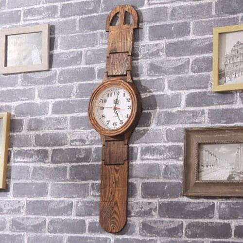 Simple Large Wall Clock Wood Quartz Silent Antique Nordic Retro Wall Clock Vintage Digital Vintage Home Decor Kitchen Saat 2020