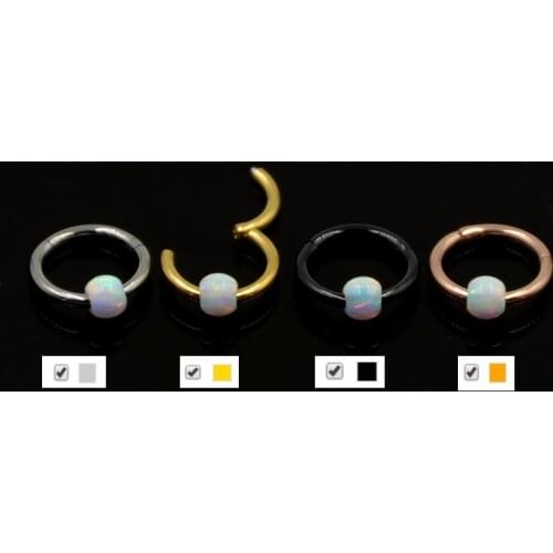 Showlove-1pcs 16g Titanium&Opal Ball Septum Ring Body Piercing Jewelry