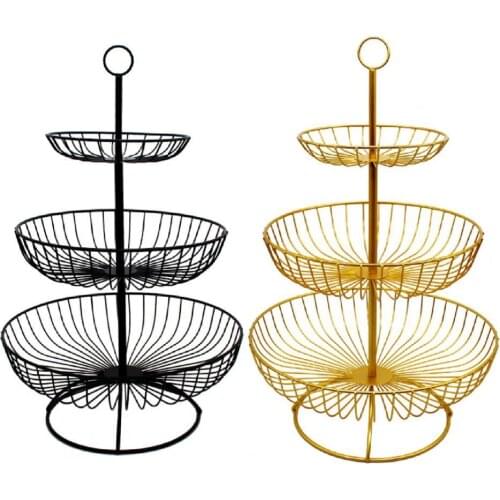 Fruit Plate Tray Retro Stable 3 Tier French Country Wire Basket for Vegetables Fruit Vegetable Storage Basket