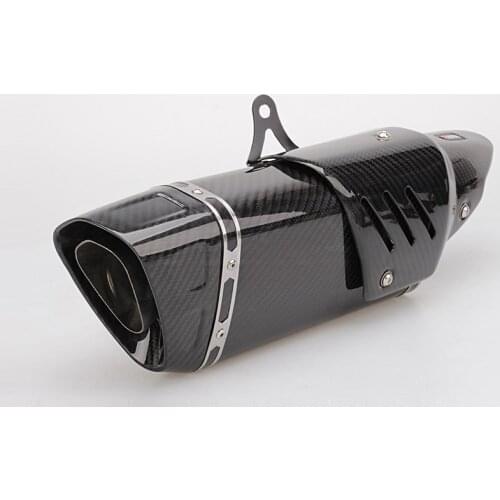 Universal Motorcycle Carbon Fiber Exhaust Pipe With Heat shield Moto Escape Pot Silencer For MT07 R1 R3 R6 CB1300 Z900 CBR1000RR