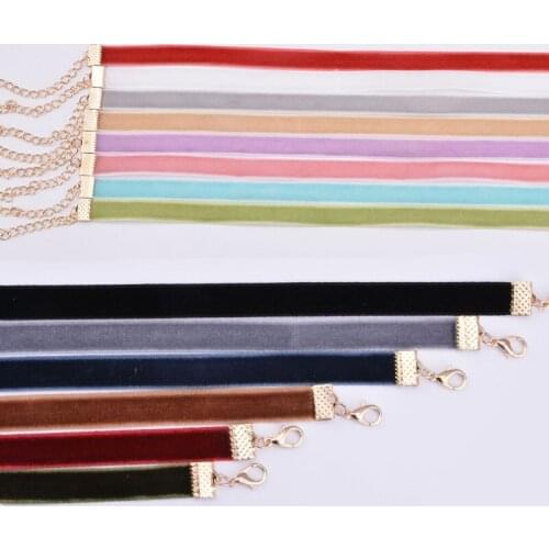 14 Colors 1cm Velvet Choker Necklace Collar for Women Girls Fashion Simple Style Neck Jewelry Set Christmas Gift Black Red FSN05
