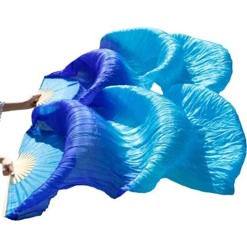 Belly Dance Fan 100% Real Silk/Imitation Silk Handmade Dyed Silk Dance Veils 1 Pair High Quality Silk Fans Belly Dance Accessory