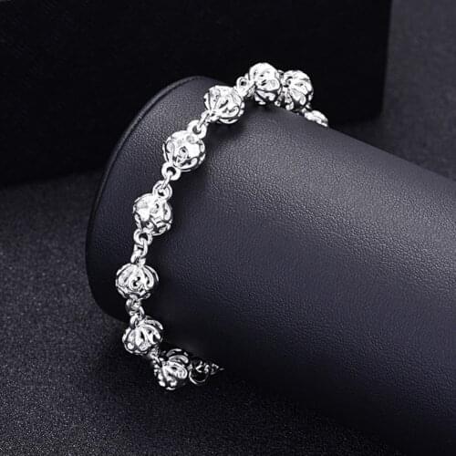 Wholesale fashion Hollow ball chain 925 sterling silver Bracelet for woman fine luxury jewelry Wedding party Holiday gift
