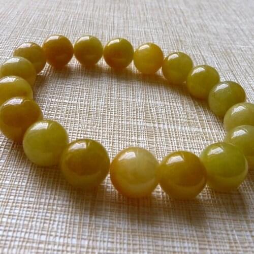 Natural yellow Myanmar jade bracelet for women men jadeite 10mm beads bracelets women bracelet natural jade stone jade bangle