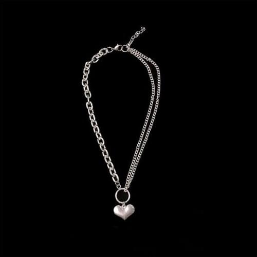 Love Heart Pendant Necklace Female Stainless Steel Peach Heart Letters Clavicle Chain Bungee Hip Hop Necklaces Accessories