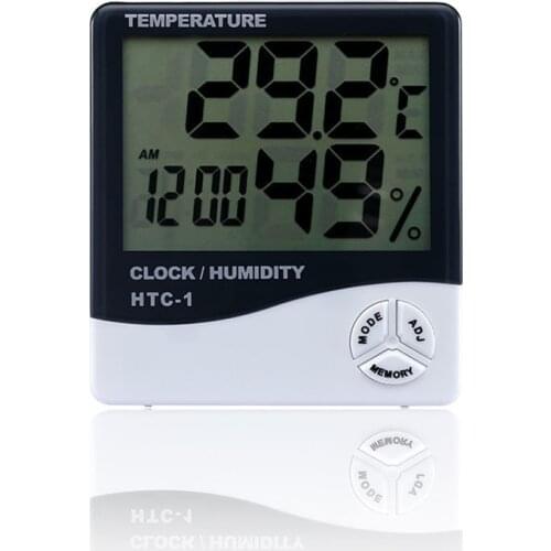 LCD Indoor Outdoor Digital Thermometer Hygrometer Display Temperature Hygrometer Weather Station Clock HTC-1 HTC-2