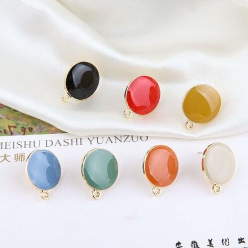 10pcs New Design Fashion Alloy Solid Color Round Earrings Geometric Stud Earrings For Women Vintage Diy Ear Jewelry Accessories