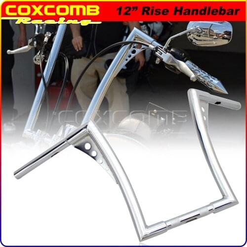12" Chrome Motorcycle 32mm APE Hanger Handlebar for Harley Sportster Dyna Softail 1-1/4" Fat Bar Drag Z Hand Control Bar 16in