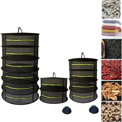 2/4/6 Layers Herb Drying Mesh Net Foldable fishing hanging dryer bags Fabric hangplant Nets Rack Zipper Net For Herbs Buds Beans