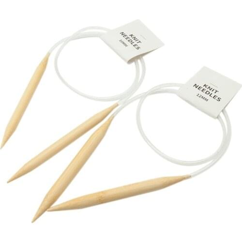 2pcs 10mm 12mm Bamboo Wooden Circular Sewing Crochet Knitting Needles Tube Tools