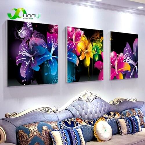 3 Panel Flower Canvas Painting Wall Art Picture For Living Room Flower Painting Poster Prints Cuadros Decoration Unframed