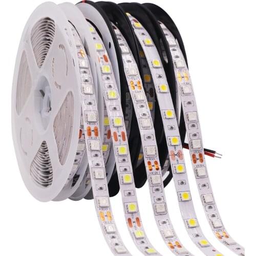 5M SMD5050 RGB LED Strip Light 60LEDs Waterproof Flexible Ribbon String 12V LED Tape Lights Warm Cold White Blue Red Pink Yellow