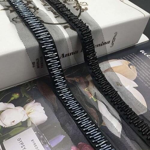 5Yds Beading Trims Beaded Ribbon Lace Trim For Sewing Clothing Collar Headdress Accessories White Black Mesh Decoration