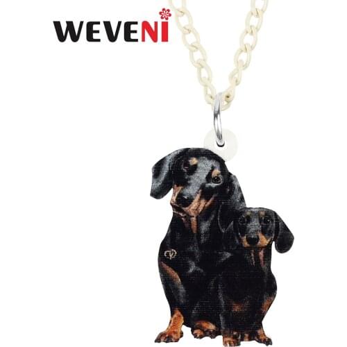 WEVENI Mothers Day Acrylic Sweet Doberman Dogs Necklace Pendant Fashion Chain Unique Charms Gifts Party Jewelry For Women Girls