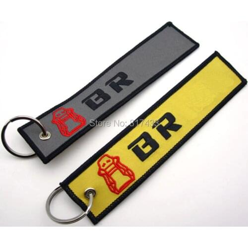 100pcs 5 models Bride JDM Style Embroidery logo Fabric Keychain keyring Luggage Motorcycle Car Key Tag chain