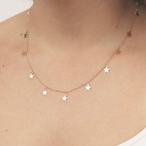 Korea Boho Chocker Gold Color Chain Tassel Star Choker Necklace for Women necklaces & pendants collar gargantilha collier femme