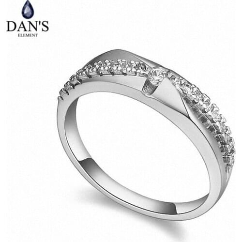 DANS Real Austrian Crystals Brand AAA Zirconia Micro Inlays Fashion Ring for women New Geometric 109039White