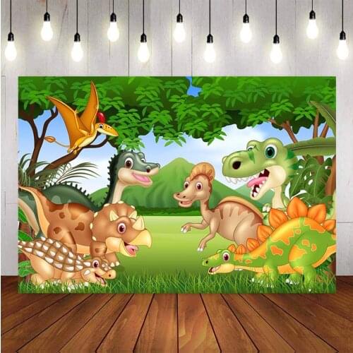 NeoBack Photography Custom Birthday Backdrop Party Zoo Cute Dinosaur Decor Photocall Backdrop Photo Studio