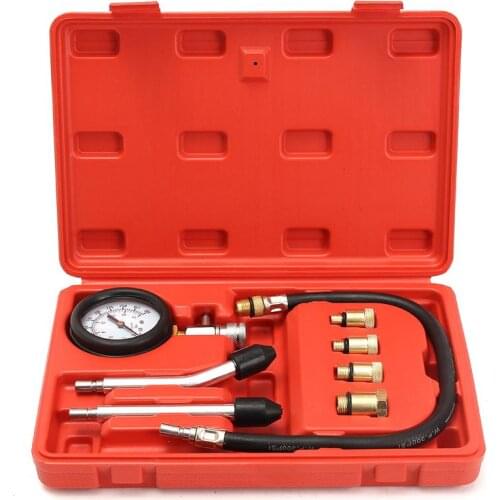 Petrol Engine Pressure Gauge Tester Kit Set Compression Leakage Diagnostic Compressometer Tool For CAR Auto With Case