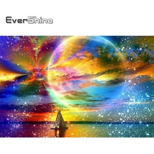 Evershine Full Drill Square Diamond Painting Moon 5D Mosaic Art Diamond Embroidery Landscape Cross Stitch Kits Home Decoration
