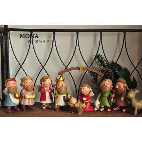 ENNAS Collection Christian Mini Sets 10pcs Christmas Nativity Scene includes Manger, Joseph, Jesus, Mary and Wisemen