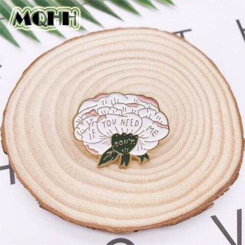 Creative Golden Plant Flowers Enamel Brooch IF YOU NEED ME Alloy Badge Clothes Bag Pin Woman Cute Sweet Jewelry For Friends